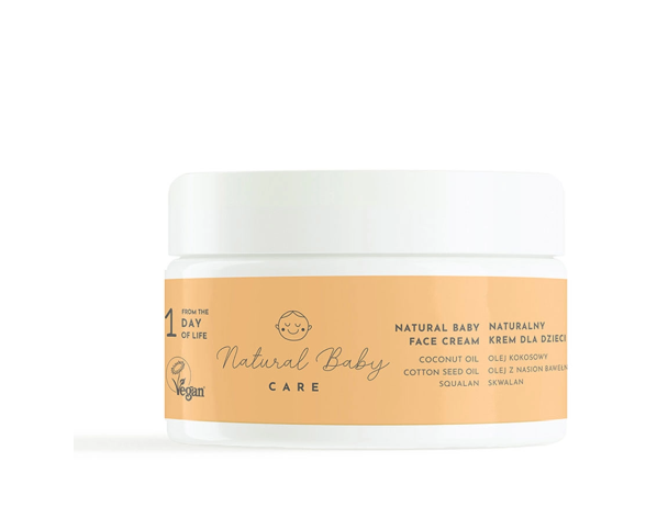 Naturalny krem do twarzy dla dzieci z olejem kokosowym, skwalanem, i olejem z nasion bawełny, 50ml, Natural Baby Care